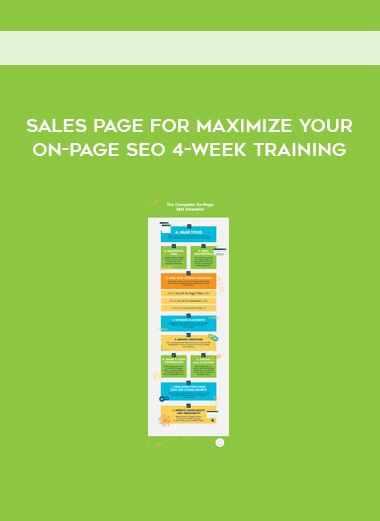 Sales Page for Maximize Your On-Page Seo 4-Week Training