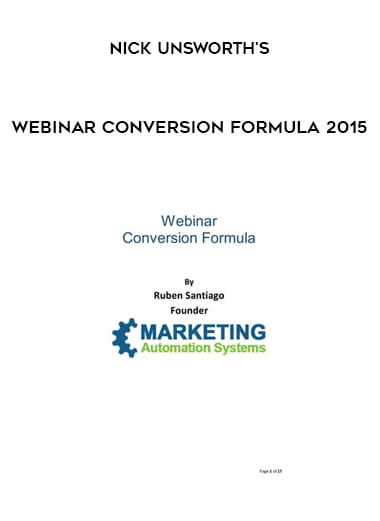 Nick Unsworth's - Webinar Conversion Formula 2015