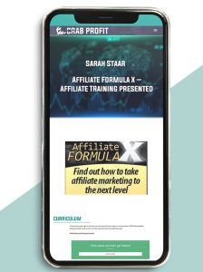 Affiliate Formula X – Affiliate Training presented by Sarah Staar of https://crabaca.store/