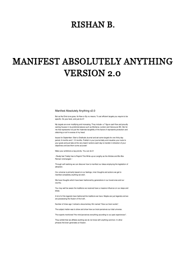 Manifest Absolutely Anything Version 2.0 by Rishan B. of https://crabaca.store/